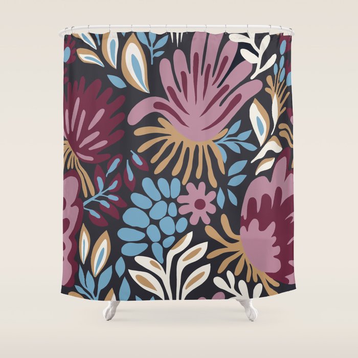 Dark Lush Floral Escape Shower Curtain Gallery Image 1