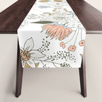 Elegant abstract coral pastel blue modern rustic floral Table Runner Gallery Image 1