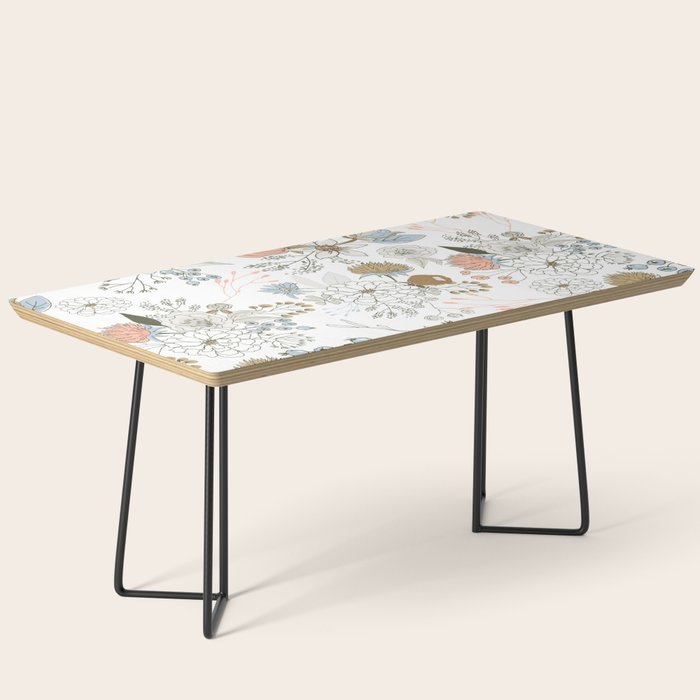 Elegant abstract coral pastel blue modern rustic floral Coffee Table Gallery Image 1
