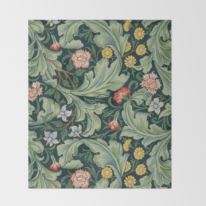 William Morris Leicester Herbaceous Italian Laurel Acanthus Textile Colorful Floral Pattern Throw Blanket Gallery Image 2