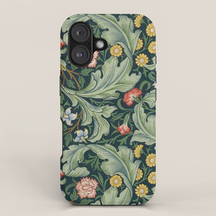 William Morris Leicester Herbaceous Italian Laurel Acanthus Textile Colorful Floral Pattern iPhone Case Gallery Image 1