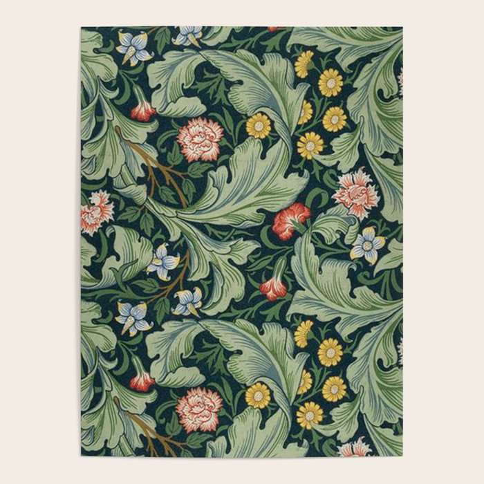William Morris Leicester Herbaceous Italian Laurel Acanthus Textile Colorful Floral Pattern Poster Gallery Image 1