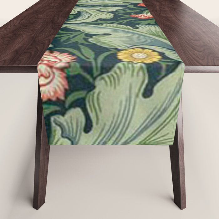 William Morris Leicester Herbaceous Italian Laurel Acanthus Textile Colorful Floral Pattern Table Runner Gallery Image 1