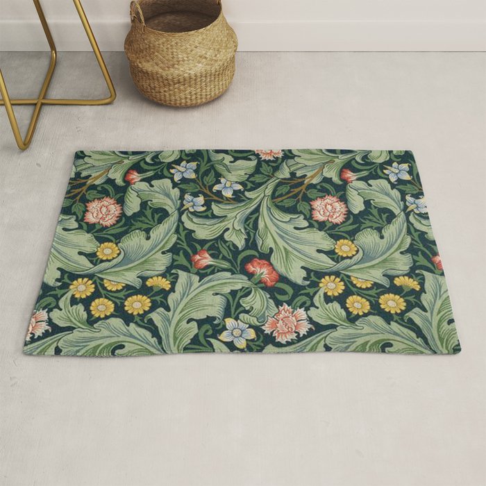 William Morris Leicester Herbaceous Italian Laurel Acanthus Textile Colorful Floral Pattern Rug Gallery Image 1