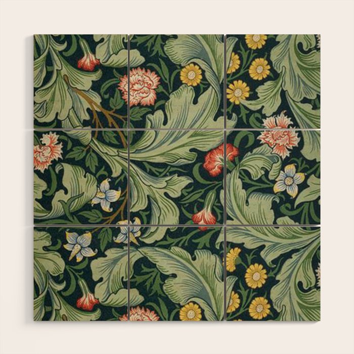 William Morris Leicester Herbaceous Italian Laurel Acanthus Textile Colorful Floral Pattern Wood Wall Art Gallery Image 1