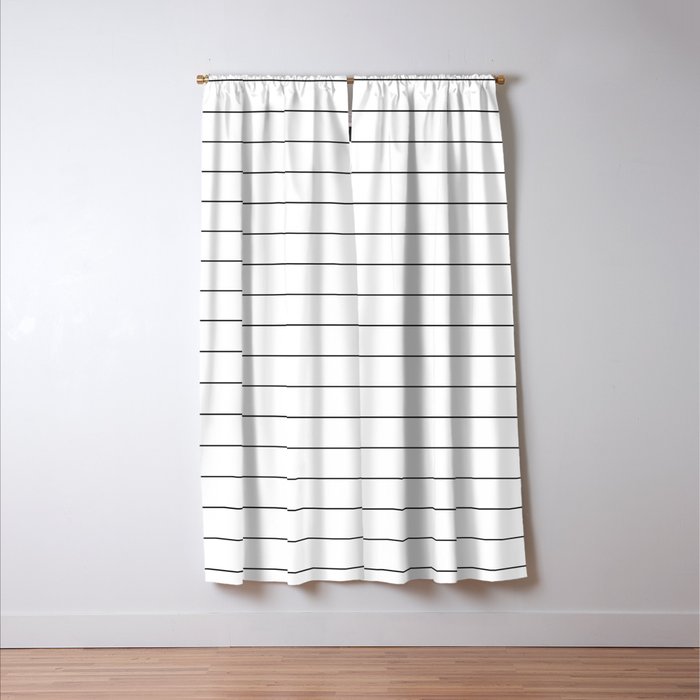 White And Black Pinstripe Line Stripe Minimalist Stripes Lines Drawing Window Curtain Gallery Image 3