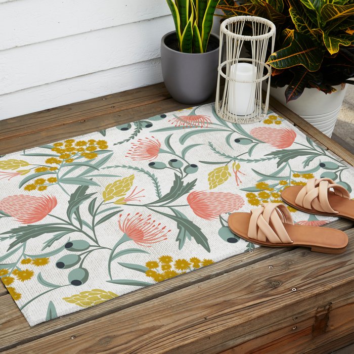 Flora Australis White Outdoor Rug Gallery Image 2