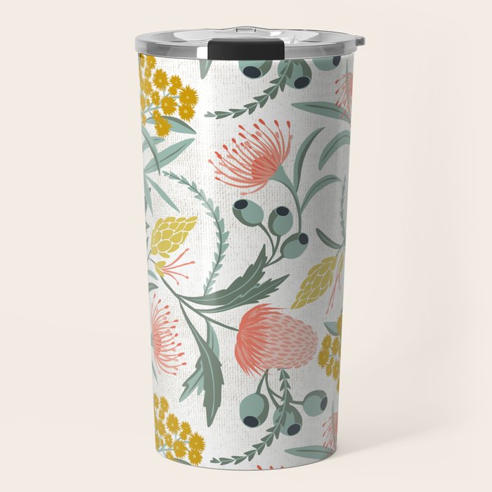 Flora Australis White Travel Mug Gallery Image 1