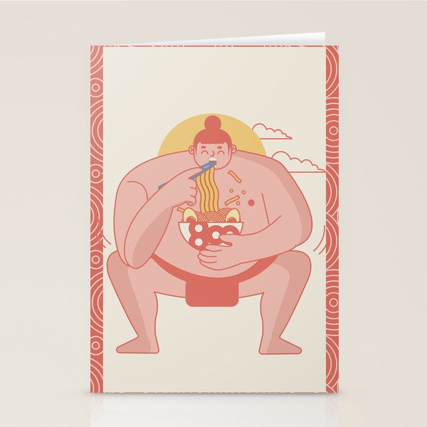 Sumo eating Ramen Stationery Card Gallery Image 1