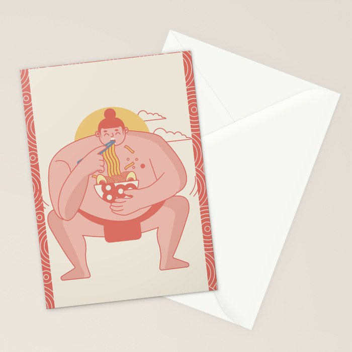 Sumo eating Ramen Stationery Card Gallery Image 2