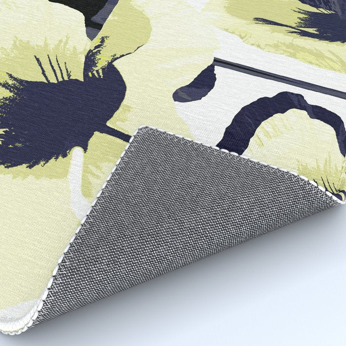 Dark Blue and Light Yellow Poppies On A White Background Fall Mood #decor #society6 #buyart Rug Gallery Image 4