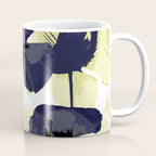 Dark Blue and Light Yellow Poppies On A White Background Fall Mood #decor #society6 #buyart Coffee Mug Gallery Image 1