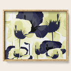 Dark Blue and Light Yellow Poppies On A White Background Fall Mood #decor #society6 #buyart Serving Tray Gallery Image 1