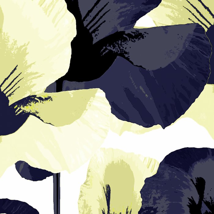 Dark Blue and Light Yellow Poppies On A White Background Fall Mood #decor #society6 #buyart Coffee Mug Gallery Image 2