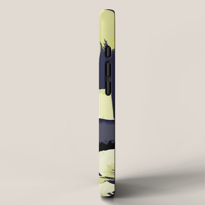 Dark Blue and Light Yellow Poppies On A White Background Fall Mood #decor #society6 #buyart iPhone Case Gallery Image 2