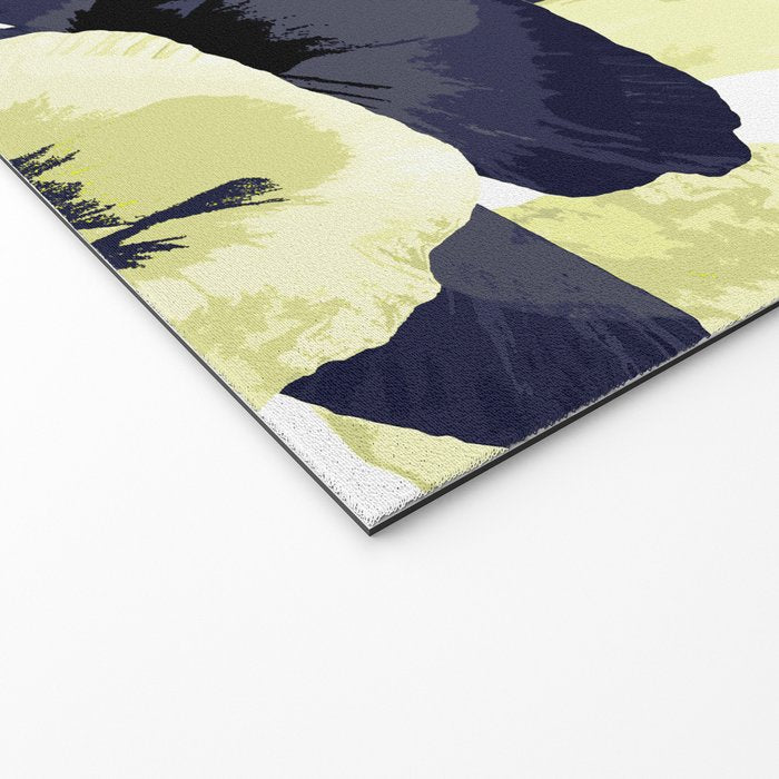 Dark Blue and Light Yellow Poppies On A White Background Fall Mood #decor #society6 #buyart Welcome Mat Gallery Image 2