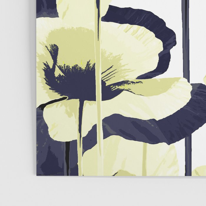 Dark Blue and Light Yellow Poppies On A White Background Fall Mood #decor #society6 #buyart Poster Gallery Image 3