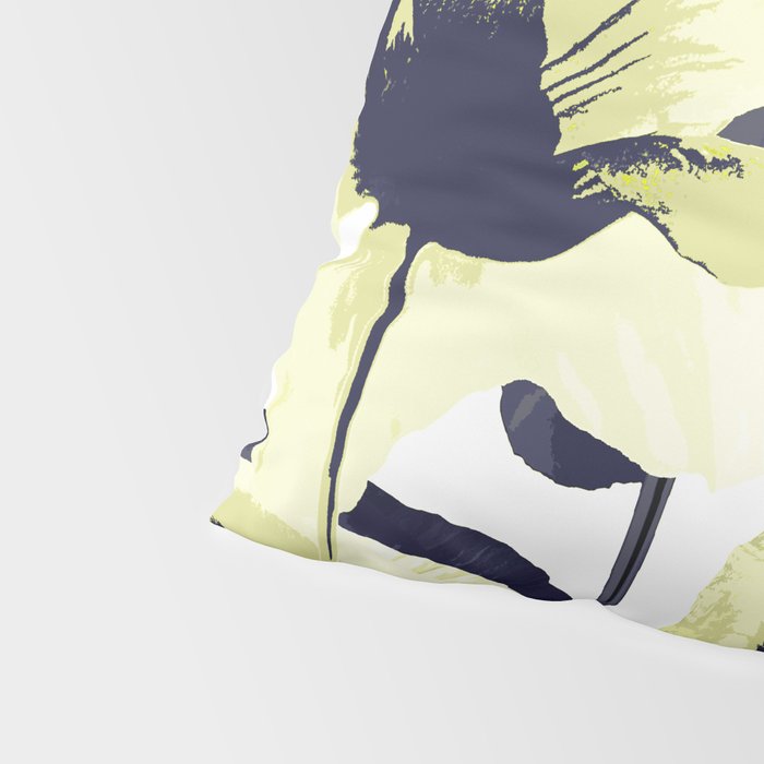Dark Blue and Light Yellow Poppies On A White Background Fall Mood #decor #society6 #buyart Pillow Sham Gallery Image 4