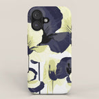 Dark Blue and Light Yellow Poppies On A White Background Fall Mood #decor #society6 #buyart iPhone Case Gallery Image 1