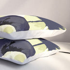 Dark Blue and Light Yellow Poppies On A White Background Fall Mood #decor #society6 #buyart Pillow Sham Gallery Image 3