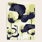 Dark Blue and Light Yellow Poppies On A White Background Fall Mood #decor #society6 #buyart Poster Gallery Image 4