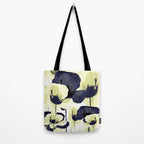 Dark Blue and Light Yellow Poppies On A White Background Fall Mood #decor #society6 #buyart Tote Bag Gallery Image 2