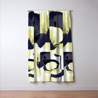 Dark Blue and Light Yellow Poppies On A White Background Fall Mood #decor #society6 #buyart Window Curtain Gallery Image 3