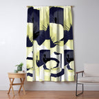 Dark Blue and Light Yellow Poppies On A White Background Fall Mood #decor #society6 #buyart Window Curtain Gallery Image 5