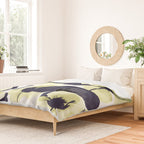 Dark Blue and Light Yellow Poppies On A White Background Fall Mood #decor #society6 #buyart Duvet Cover Gallery Image 2