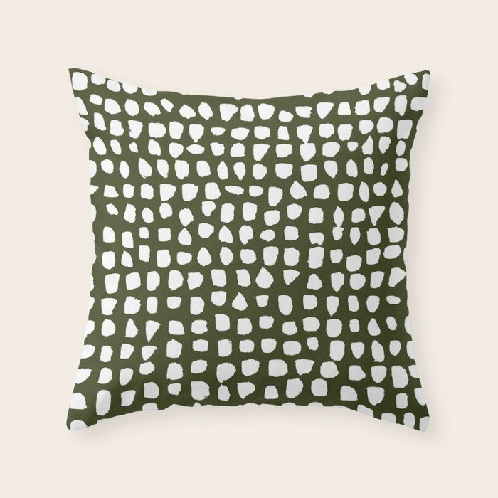 Dots (Olive) Throw Pillow Gallery Image 1