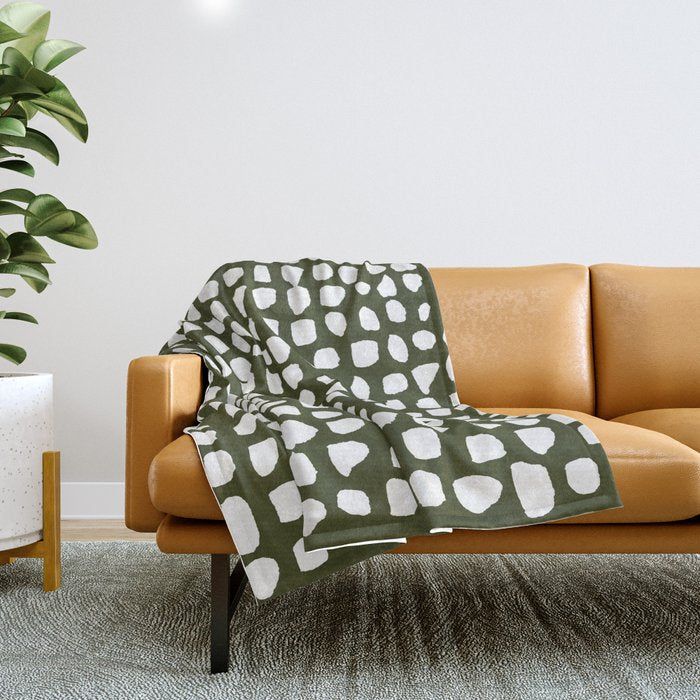 Dots (Olive) Throw Blanket Gallery Image 1