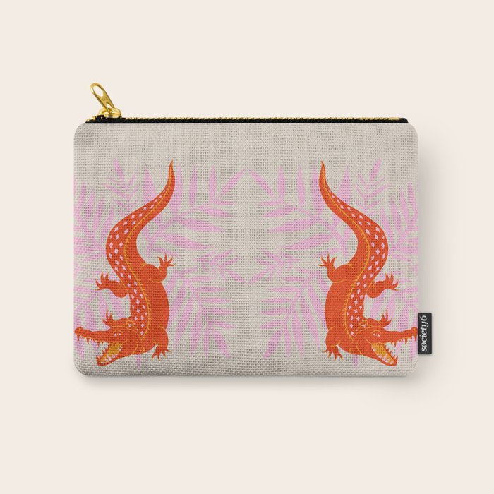 Crocodile - Orange & Pink Carry All Pouch Gallery Image 1