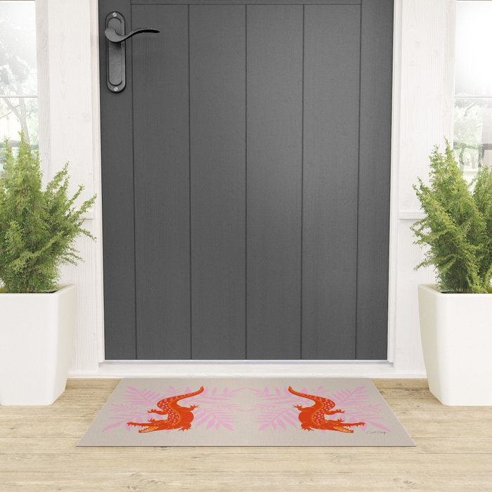 Crocodile - Orange & Pink Welcome Mat Gallery Image 3