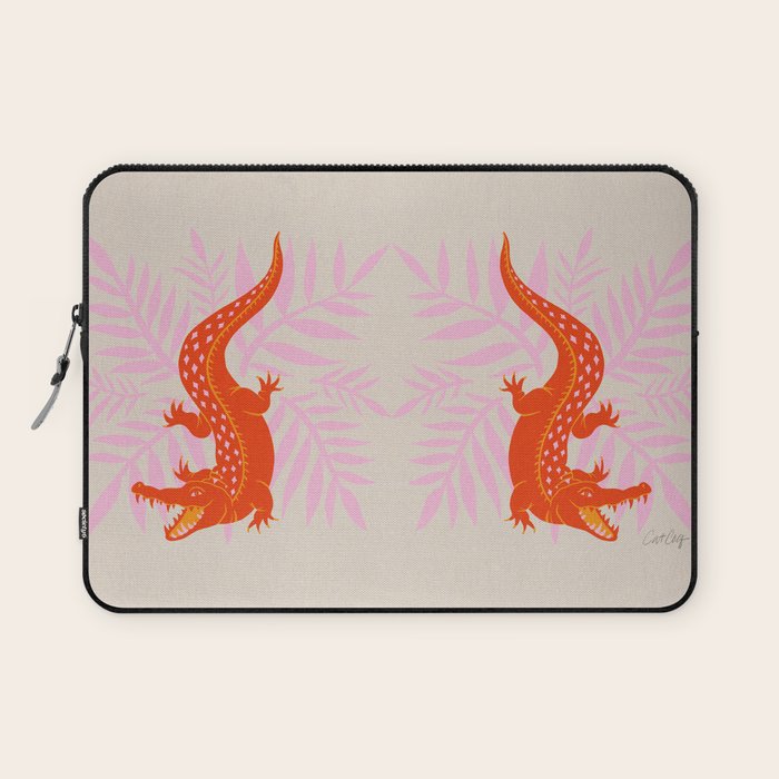 Crocodile - Orange & Pink Laptop Sleeve Gallery Image 1