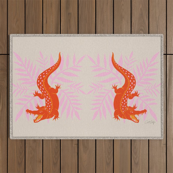 Crocodile - Orange & Pink Outdoor Rug Gallery Image 1