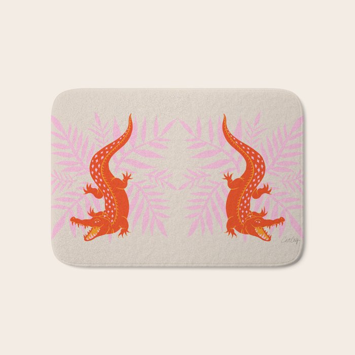 Crocodile - Orange & Pink Bath Mat Gallery Image 1