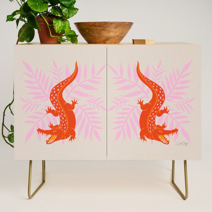 Crocodile - Orange & Pink Credenza Gallery Image 1