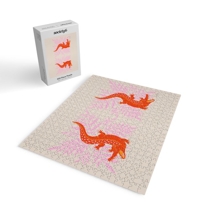 Crocodile - Orange & Pink Jigsaw Puzzle Gallery Image 2