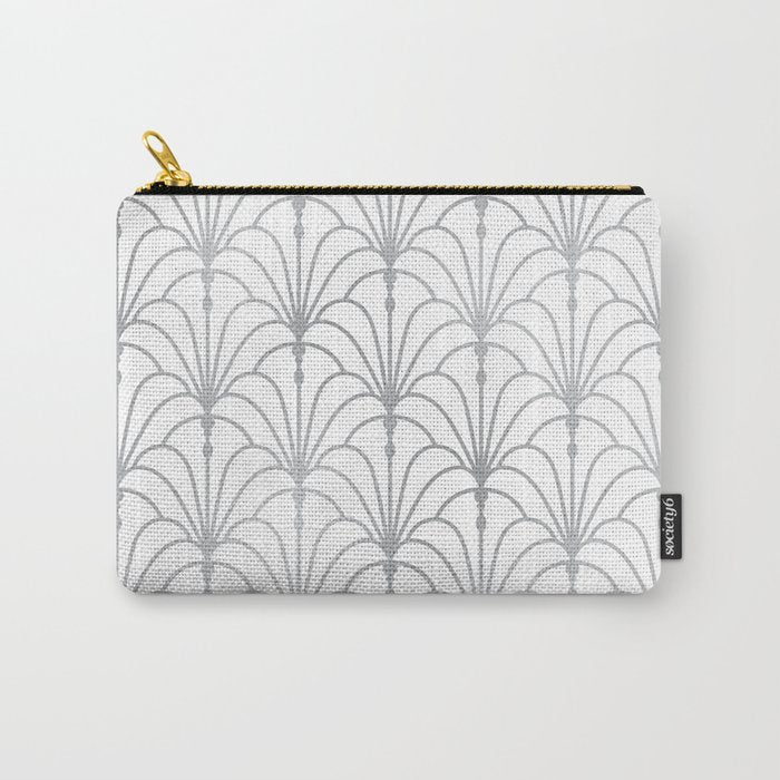 Art Nouveau White & Silver Grey Pattern Carry All Pouch Gallery Image 1