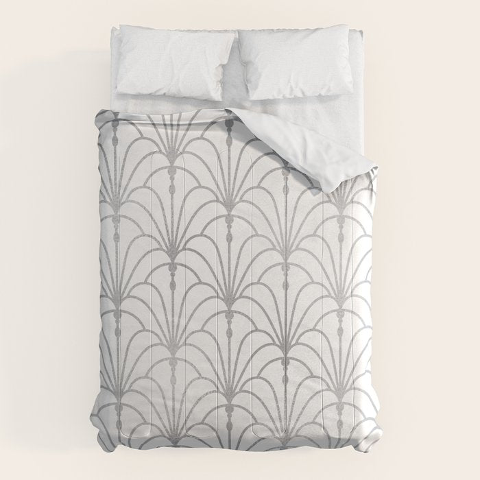 Art Nouveau White & Silver Grey Pattern Comforter Gallery Image 6
