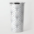 Art Nouveau White & Silver Grey Pattern Travel Mug Gallery Image 1