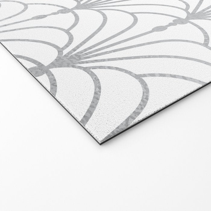 Art Nouveau White & Silver Grey Pattern Welcome Mat Gallery Image 2