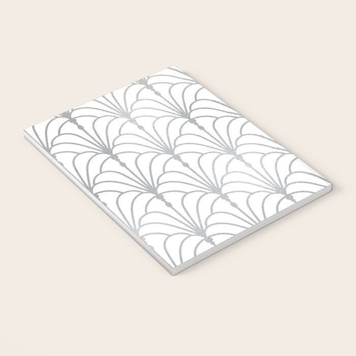 Art Nouveau White & Silver Grey Pattern Notebook Gallery Image 3