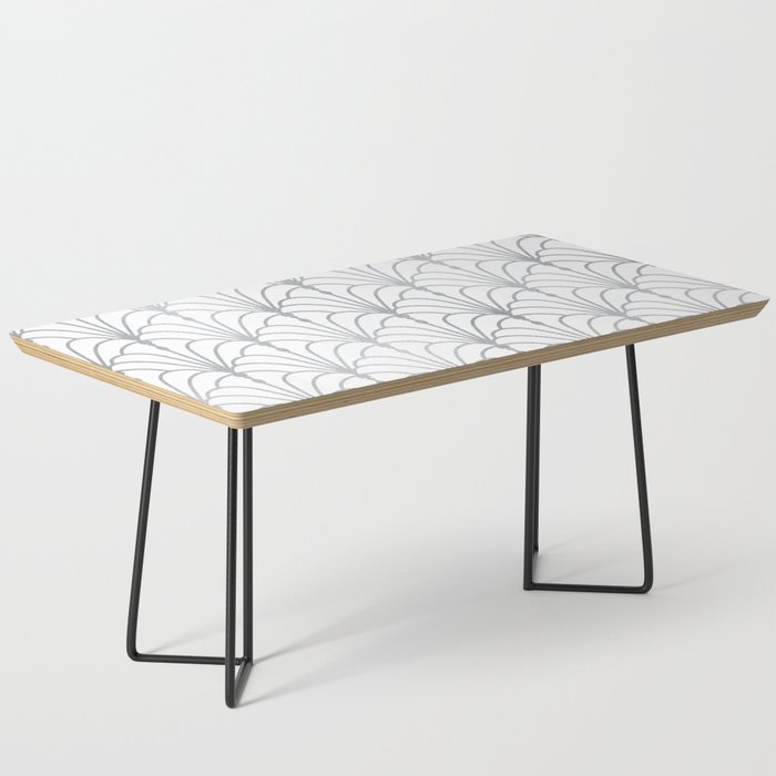 Art Nouveau White & Silver Grey Pattern Coffee Table Gallery Image 1