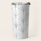 Art Nouveau White & Silver Grey Pattern Travel Mug Gallery Image 2