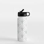 Art Nouveau White & Silver Grey Pattern Water Bottle Gallery Image 1