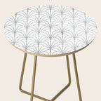 Art Nouveau White & Silver Grey Pattern Side Table Gallery Image 2