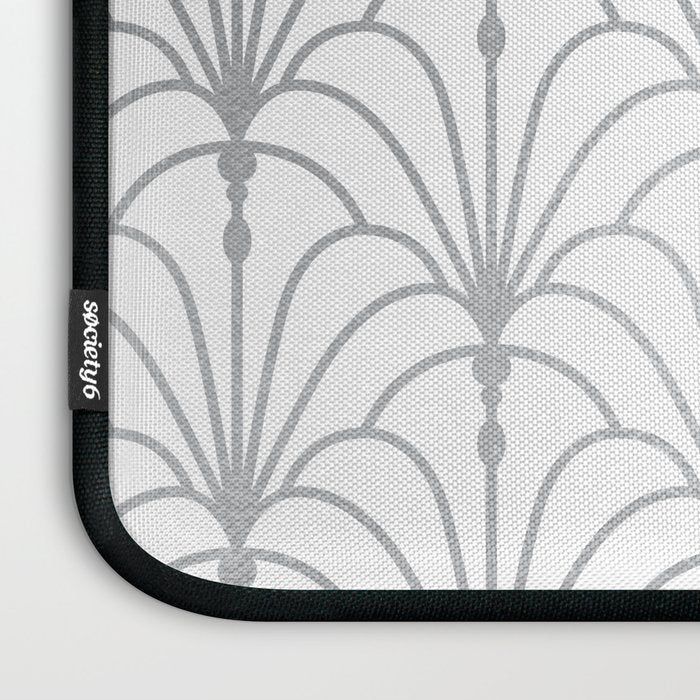 Art Nouveau White & Silver Grey Pattern Laptop Sleeve Gallery Image 3
