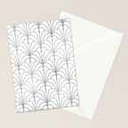 Art Nouveau White & Silver Grey Pattern Stationery Card Gallery Image 2