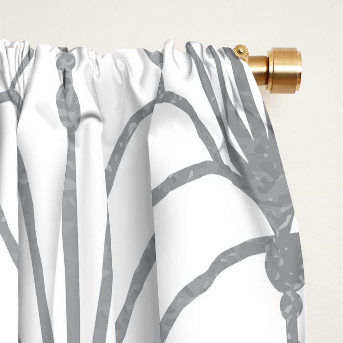 Art Nouveau White & Silver Grey Pattern Window Curtain Gallery Image 2